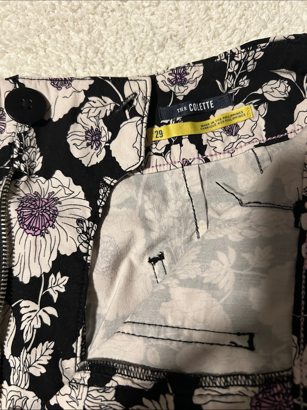 Maeve Collette Floral Wide-Leg Women’s Pants - Black/White with lavender Accents - Picture 3 of 5
